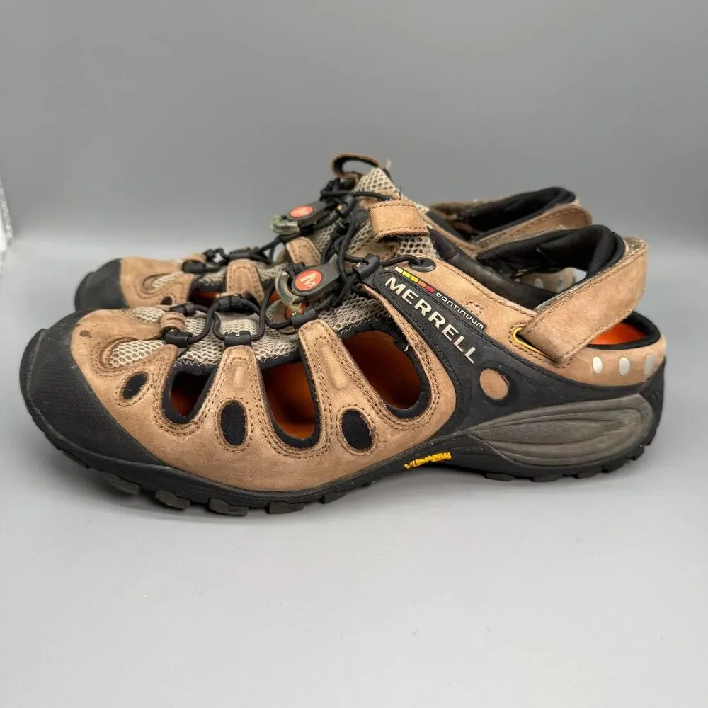 Merrell Continuum Hiking Sandals Men's 12 Brown Cord Lock Round Toe Outdoor Shoe